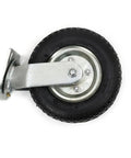Heavy Duty Four Pack Eight Inch Pneumatic Air Tire Casters With Two Rigid And Two Swivel Wheels For Farm Cart, close-up of swivel wheel detail.