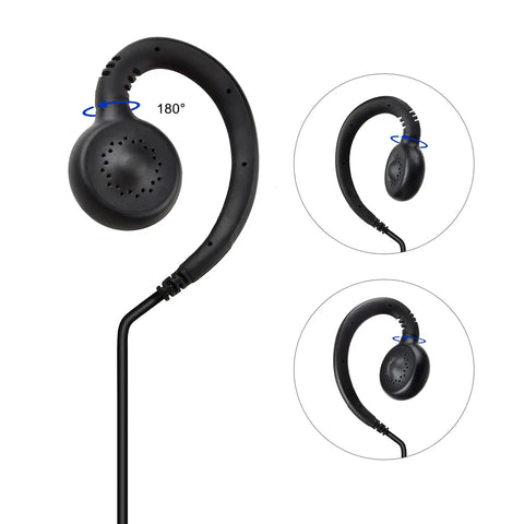 Listen Only 3.5mm Earpiece With C Shape Ear Hook For Security Police Ham Radio And Walkie Talkie, 1Pin Audio Jack Microphone Headset, Clear Sound, All Day Comfort, Left Or Right Ear Fit