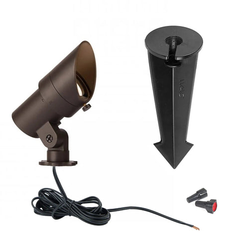 12V LED Landscape Accent Light With Adjustable Beam And Dimmable Brightness Built To Last Small Brass Bronze Coated Housing and accessories