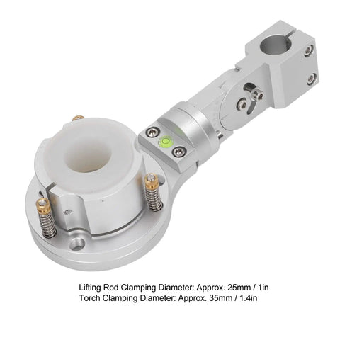 Top Rated 35mm Plasma Torch Clamp With Anti Collision Fixture And 360 Degree Free Shaking Aluminum Alloy Structure For CNC Cutting Machine Plus 25mm Lifting Rod showing detailed component design.