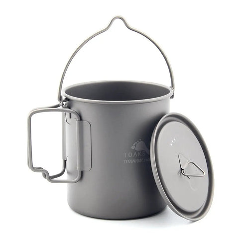 Ultralight Titanium 750ml Pot With Bail Handle For Camping And Backpacking Cookware, open lid view