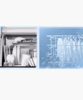 Interior view of Compact Countertop Dishwasher Fully Automatic Mini Kitchen Game Changer showing clean dishes in rack.