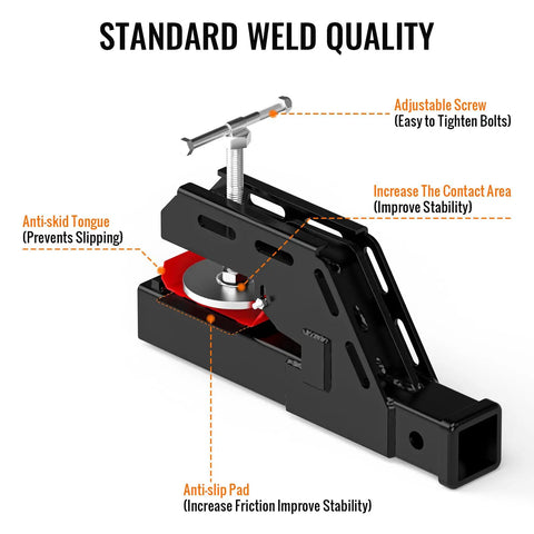 Beefy Upgraded Tractor Bucket Hitch Receiver With Non Slip Pad Clamp On 2 Inch Ball Mount Trailer Hitch Adapter Black shown in detail