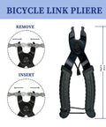 Bike Chain Repair Tools Set With Chain Breaker Tool, Master Link Pliers, Wear Indicator, And 3 Pairs Missing Links For 6 To 10 Speed Chains shown with measurement