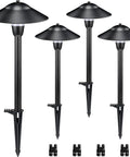 Low Voltage Pathway Lights Warm White 3000K 3W 12-24V Cast Aluminum Waterproof Landscape Lighting Set of 4 with Hat Shade Design