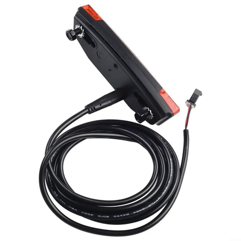 Top Shelf LED E-Bike Rear Light That Rocks 36V And 48V Systems Perfectly For Night Riding With Super Bright Red LEDs To Keep You Safe On The Streets While Making Sure Traffic Sees You From Way Down The Road., black ABS LED e-bike rear light with 120cm cable and connector