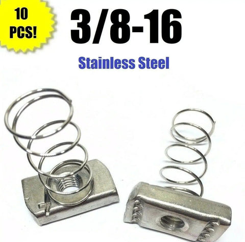 Pack Of Ten Heavy Duty Grade 316 Stainless Steel Spring Lock Nuts For Unistrut Channels These 3/8 16 Fasteners Grip Tight And Keep Structures Locked Down Like A Boss On Site Daily