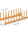 Top Shelf Bamboo Dish Drying Rack Stand Multi Purpose Plate Drainer For Kitchen Counter with eight slots, 13 inches long.