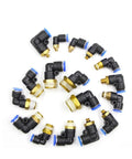 Pneumatic Air Connector Kit With Elbow Fittings And Quick Connect Hose For 4 6 8 10 12 Millimeter Lines Thread Sizes One Eighth One Quarter