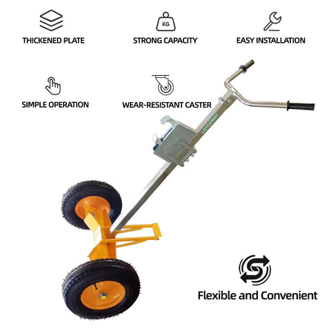 Heavy-Duty 55 Gallon Drum Dolly With Massive 16 Inch Pneumatic Tires For All Terrain Mastery, features thickened plate and strong capacity.