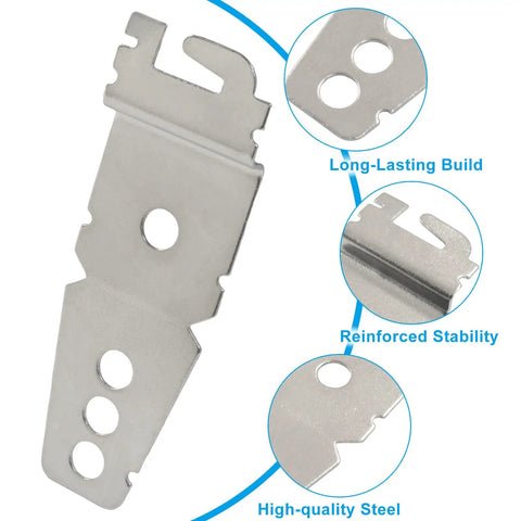 Heavy Duty Dishwasher Mounting Bracket Kit Includes Two Rock Solid Brackets Plus Stainless Screws For A Tight Under Counter Installation Secures Your Appliance Firmly To Stop Tipping So You Get A Wobble Free Setup Without Pulling Your Hair Out On The - close-up of a steel bracket showing reinforced stability features.
