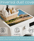 Coastal Beach Vibe Washer And Dryer Dust Covers 2 Pack 23.6x23.6 Inch Top Protector Pads with lighthouse pattern on washer top