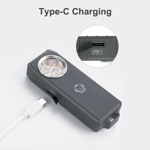 Angel Eyes E300S Pocket Flashlight 2400 Lumens USB C Rechargeable EDC Handheld Flashlight Built In Battery Water Resistant Aluminum Body 6 Modes Crazy Bright Durable Build USB C Fast Charge