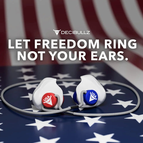 Custom Molded Earplugs USA Edition With 31dB NRR Ultra Comfy Hearing Protection on American flag background