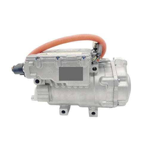 Heavy Duty Byd Qin Ev Air Compressor Bc28a 409V Straight Oem Swap Electric Refrigeration Pump side view with orange hose
