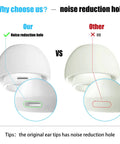 Comparison of Top Notch Replacement Ear Tips For Apple Airpods Pro 1St And 2Nd Generation showing noise reduction hole detail.