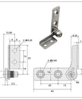 Technical diagram of Soft Close Cabinet Hinges With Easy Install No Fuss And Adjustable Damping Stainless Steel Shafts for precise fitting