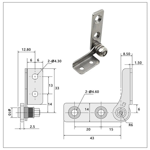 Technical diagram of Soft Close Cabinet Hinges With Easy Install No Fuss And Adjustable Damping Stainless Steel Shafts for precise fitting