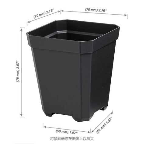 60 Pcs Square Nursery Pots 3 Inch Deep Plastic Seed Starter Germination Pots for Plants Succulents and Flowers Stackable