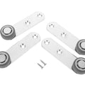 Four Piece One Point Six Inch Rubber Sliding Door Rollers That Glide Smooth As Silk With Precision Bearings Built For Barn Closets And Side Track Wardrobe Systems, featuring silver housing and rubber wheels.