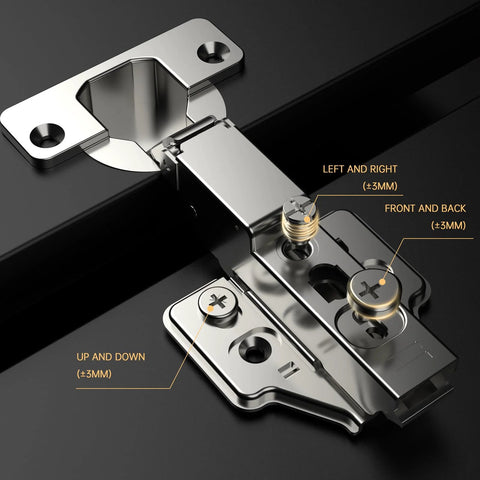 Close-up of Soft Close Cabinet Hinges 20 Pack 95 Degree Half Overlay Frameless Euro Concealed 45mm Easy Mount Base 3D Adjustable