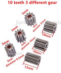 Three different gears for Two Pack Universal RS550 12V Electric Motor with 40000 RPM for RC cars and ride on toys.
