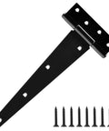 10 Inch T Strap Shed Door Hinge Heavy Duty 2 Pack Gate Hinge For Barn Fence Farm Exterior Interior Doors Window Bar Shop Universal 270 Degree Rotation 8 Hole 8 Screws Matte Finish Hardware Kit