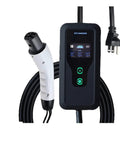Plug And Play Portable 3.5Kw 7Kw EV Charger Nacs Socket Evse Fast Charging Cable With Cee Plug, display and charging plug.