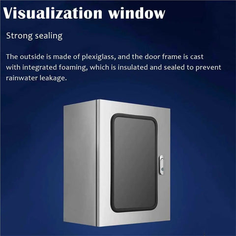Rugged Outdoor Electrical Control Panel Enclosure with plexiglass visualization window, stainless steel, dustproof, 12x10x6 inch.
