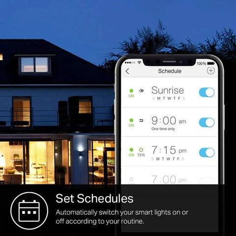 Smart LED Light Bulb KL110 Dimmable 800 Lumens Soft White 2700K No Hub Needed app control with schedule feature.