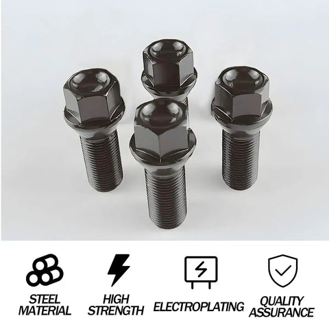 4 Piece M14 X 1.25 Wheel Lug Bolt Stud Kit, 48mm Overall Length, Conical Seat, OEM 36136781151 Auto Tire Nut Set, heavy duty steel