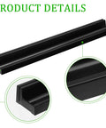 Close-up of 24 Pack Desk Name Plate Holders With Self-Adhesive Removable Grip And Built-In Pen Holder, black plastic
