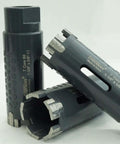 Trenion T Core drill bits set, side view, diamond T-shape segments, 1-3/8 in diameter, 5/8-11 thread.