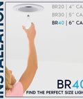 Person installing BR40 LED Flood Light Bulbs 13W 1100 Lumens Dimmable 3500K Natural White E26 in a 6-inch can fixture