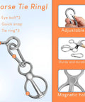 Horse Tie Ring Upgrade Four Pack Horse Tack And Training Gear In 304 Stainless Steel With Eye Bolt And Snaps, product features