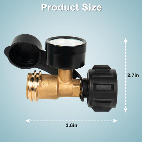 Universal Propane Tank Gauge For 5-20 Pound LP Tanks, gas level indicator with QCC1 Type 1 connection and brass body shown.
