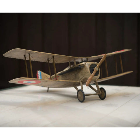 100th Anniversary Series French Spad VII Laser Cut Balsa Wood Model Kit with 18 Inch Wingspan on display