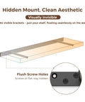 Heavy Duty Floating Shelf Brackets Set Black Metal Mantel Brackets For Hidden Shelving Mounting Decorative Floating Shelf Hardware 56x6x1 Inches Easy Drill Install visual diagram
