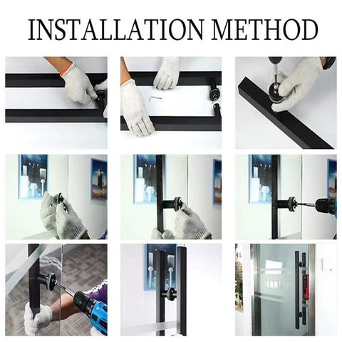 Installation method for Modern Brushed Stainless Steel Barn Door Handle Push Pull For Interior And Exterior Doors