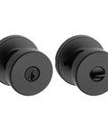 Matte Black Entry Door Knob With Lock And Key For Exterior Doors, Easy DIY Install, Pick Resistant SmartKey, Front View