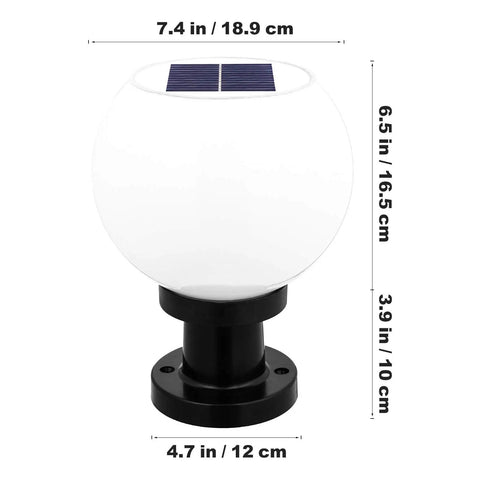 200mm Led Solar Post Light Outdoor Round Ball Landscape Path Light For Exterior House Garden Yard Patio Fence Deck White Aluminum IP65 Weatherproof With Random Base No Hassle Easy Install Energy Saving Auto On Off And Durable Weather Guard