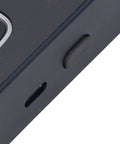 Close-up of the buttons and ports on the Handheld Laser Distance Meter With Aluminum Alloy Build, Dual Light Sensing Apertures, And Aspheric Focusing Mirror For Rock Solid High Accuracy Readings On Every Job Site You Hit.