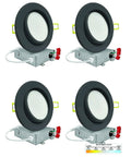 Ultra Thin Canless Gimbal Downlight Four Pack With Rotating Lens 5CCT Switch 2700K 3000K 3500K 4000K 5000K All In One LED Fixture