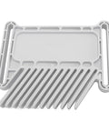 Snag This Adjustable Abs Featherboard For Hardwood Projects Rock Solid Dual Lock Holds Your Stock Steady On The Bench Slides Right Into Any 3 8 Or 3 4 Inch T Track Rail Pro Level Grip For Table Saw Router And Band Mill Jobs - top view of gray adjustable ABS featherboard with slots