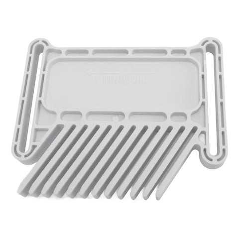 Adjustable Abs Featherboard Featuring T Slot And T Track Mounts For Table Saw Router Table Band Saw Setup top view of gray ABS featherboard with slots.