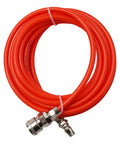 Built Tough Air Compressor Hose With Polyurethane Tubing And C Type Quick Connect Fittings Flexible Pneumatic Air Line, 10m long, red.