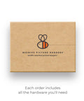 Beehive Picture Hangers packaging showcasing All In One Picture Hanging Hardware Set for Drywall, no drama wall damage.
