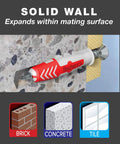 Universal Dual Action Nylon Wall Anchors For Drywall And Solid Surfaces Fits Four To Six Screw Sizes One Inch Long engaged in solid wall installation.