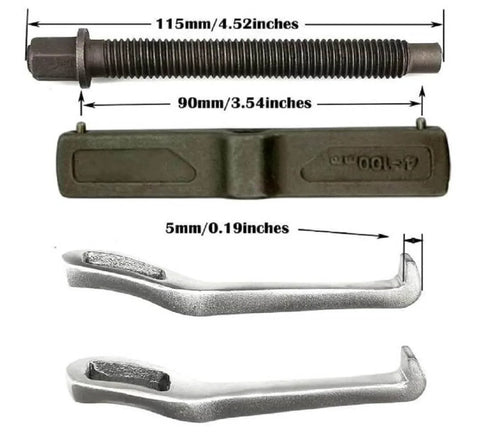 Parts of 2 Jaw Gear Puller For Pulley Flywheel And Bearing Removal Pro Grade Gear Puller For Auto Shop Use, showing dimensions