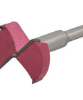 Aexit 53mm hinge bore drill bit with 10mm shank; pink-coated steel cutting heads (front view).